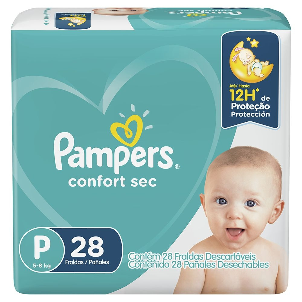 Fralda Pampers Descartável Confort Sec P - 28 Unidades - Imagem 2