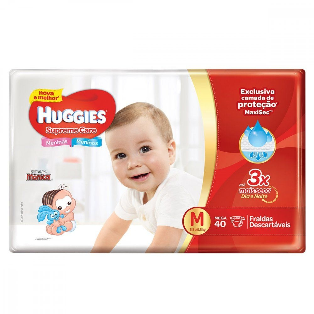 Kit de Fraldas Huggies M Supreme Care Mega 120 Unidades - Imagem 2