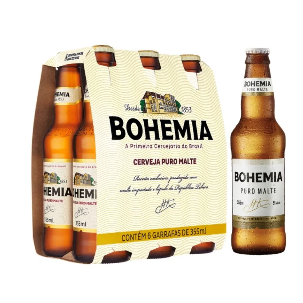 Cerveja Bohemia Puro Malte 355ml Pack (6 unidades)