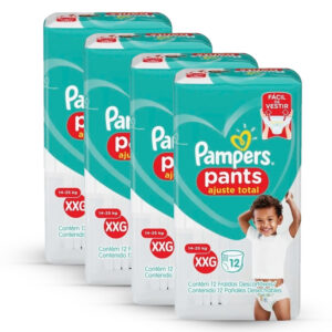 Kit com 4 Fraldas Pampers Pants Ajuste Total Xxg - 48 Unidades