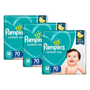 Kit Fralda Pampers Confort Sec Super Tamanho M 210 unidades