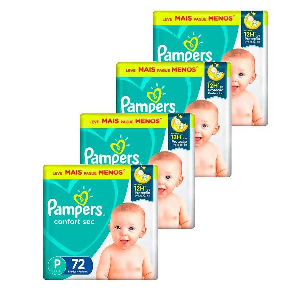 Kit Fralda Tamanho P Confort Sec 216 Unidades Pampers