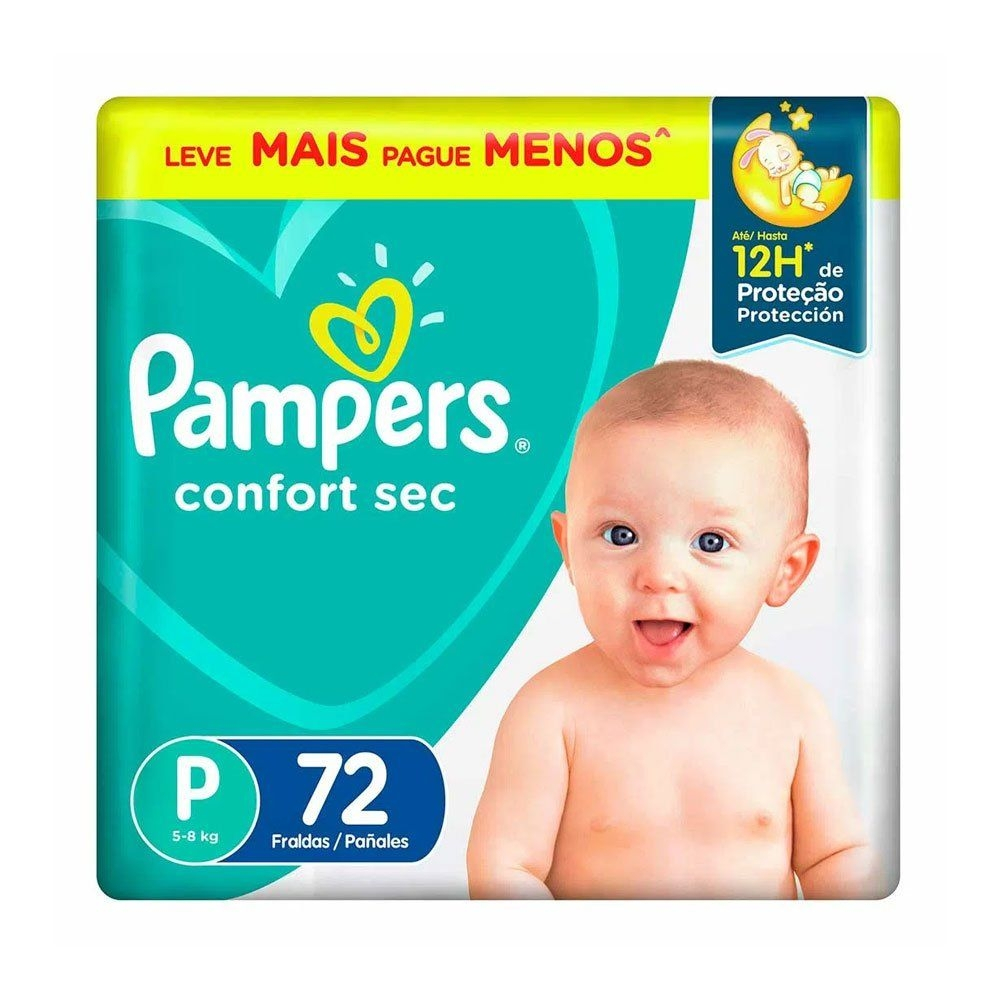 Kit Fralda Tamanho P Confort Sec 216 Unidades Pampers - Imagem 2