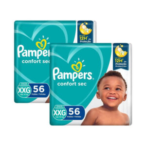 Kit Fralda Pampers Confort Sec Super Tamanho XXG 112 Tiras