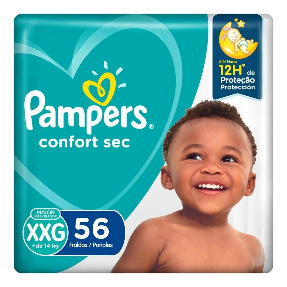 Kit Fralda Pampers Confort Sec Super Tamanho XXG 112 Tiras - Imagem 2