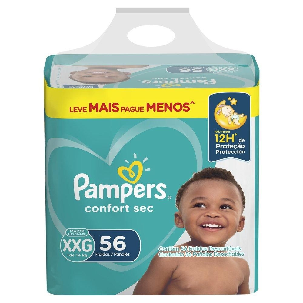 Kit Fralda Pampers Confort Sec Super Tamanho XXG 112 Tiras - Imagem 3
