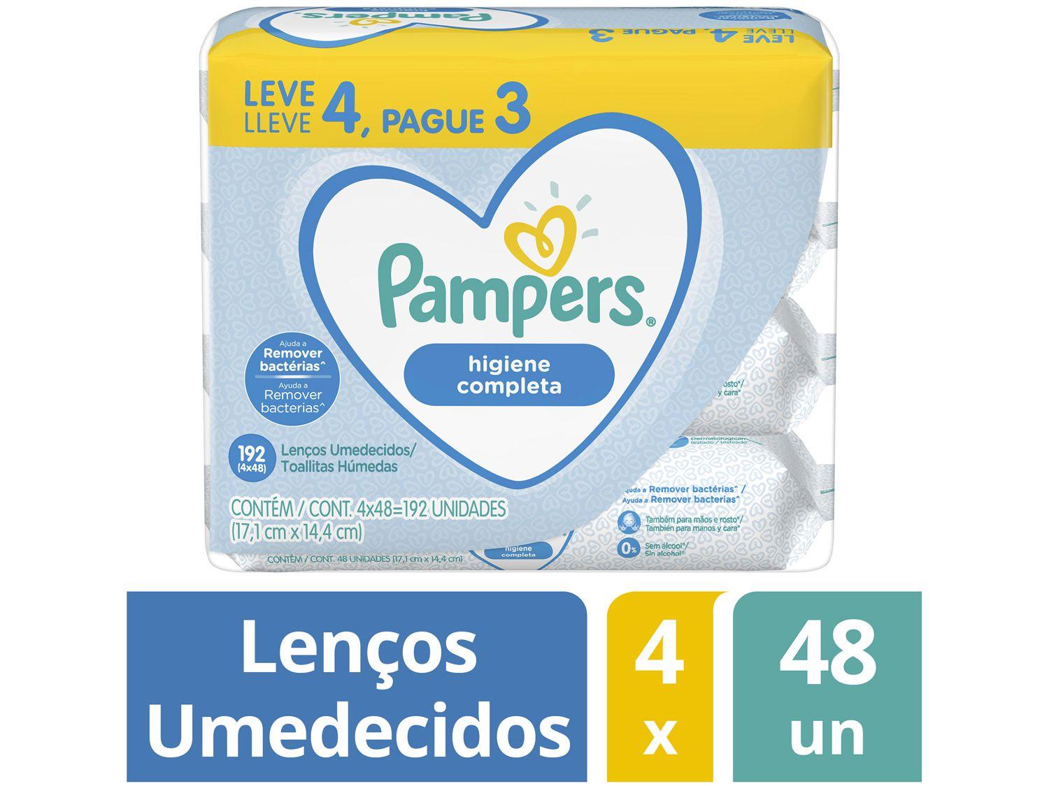 Kit Lenço Umedecido Pampers Higiene Completa - 4 Pacotes com 48 Cada - Imagem 3