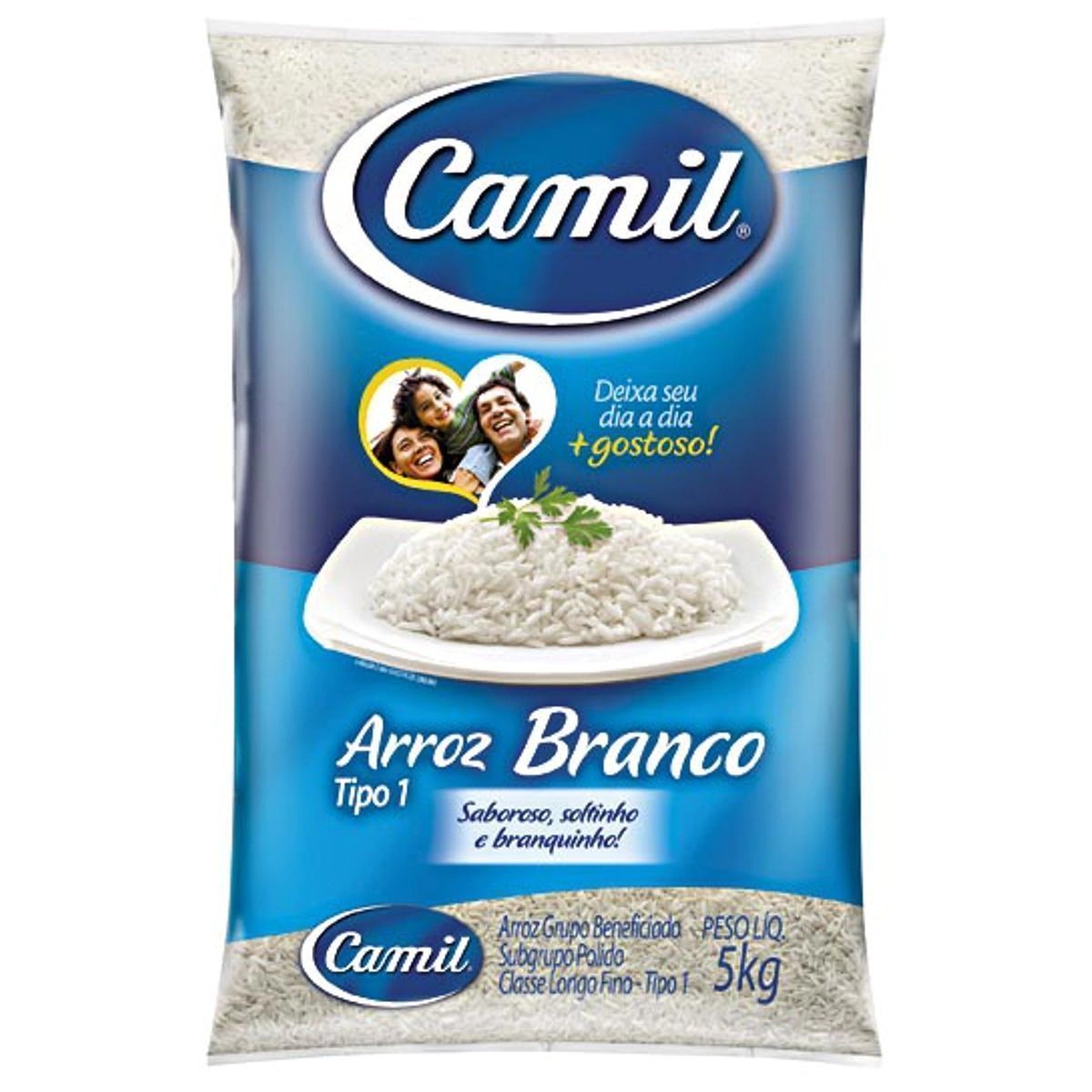 Arroz Agulhinha Tipo 1 CAMIL Pacote 5kg