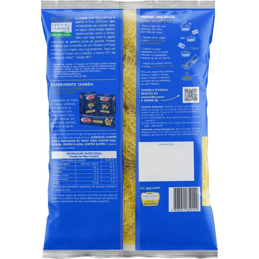 Macarrão com Ovos Barilla Cabelo de Anjo 500g - Imagem 2