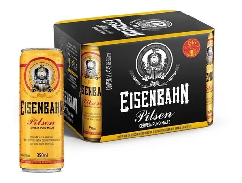 Cerveja Eisenbahn Pilsen Puro Malte Lata 350ml - Pack Com 12