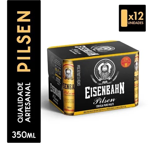 Cerveja Eisenbahn Pilsen Puro Malte Lata 350ml - Pack Com 12 - Imagem 2