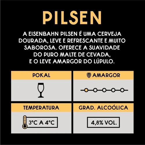 Cerveja Eisenbahn Pilsen Puro Malte Lata 350ml - Pack Com 12 - Imagem 3