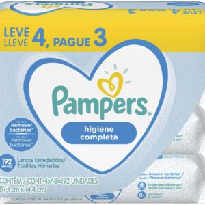 Kit Lenço Umedecido Pampers Higiene Completa - 4 Pacotes com 48 Cada