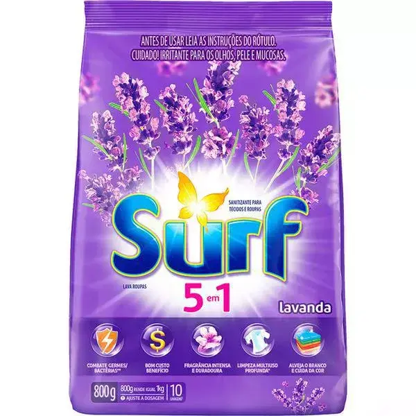 Lava Roupa em Pó Lavanda Surf 800g