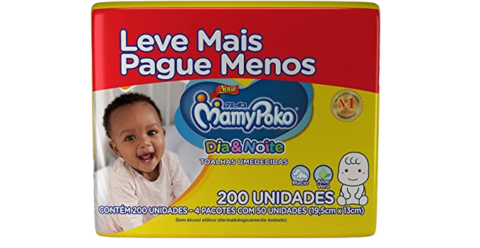 Toalhas Umedecidas MamyPoko Dia&Noite, 200 unidades, Branco